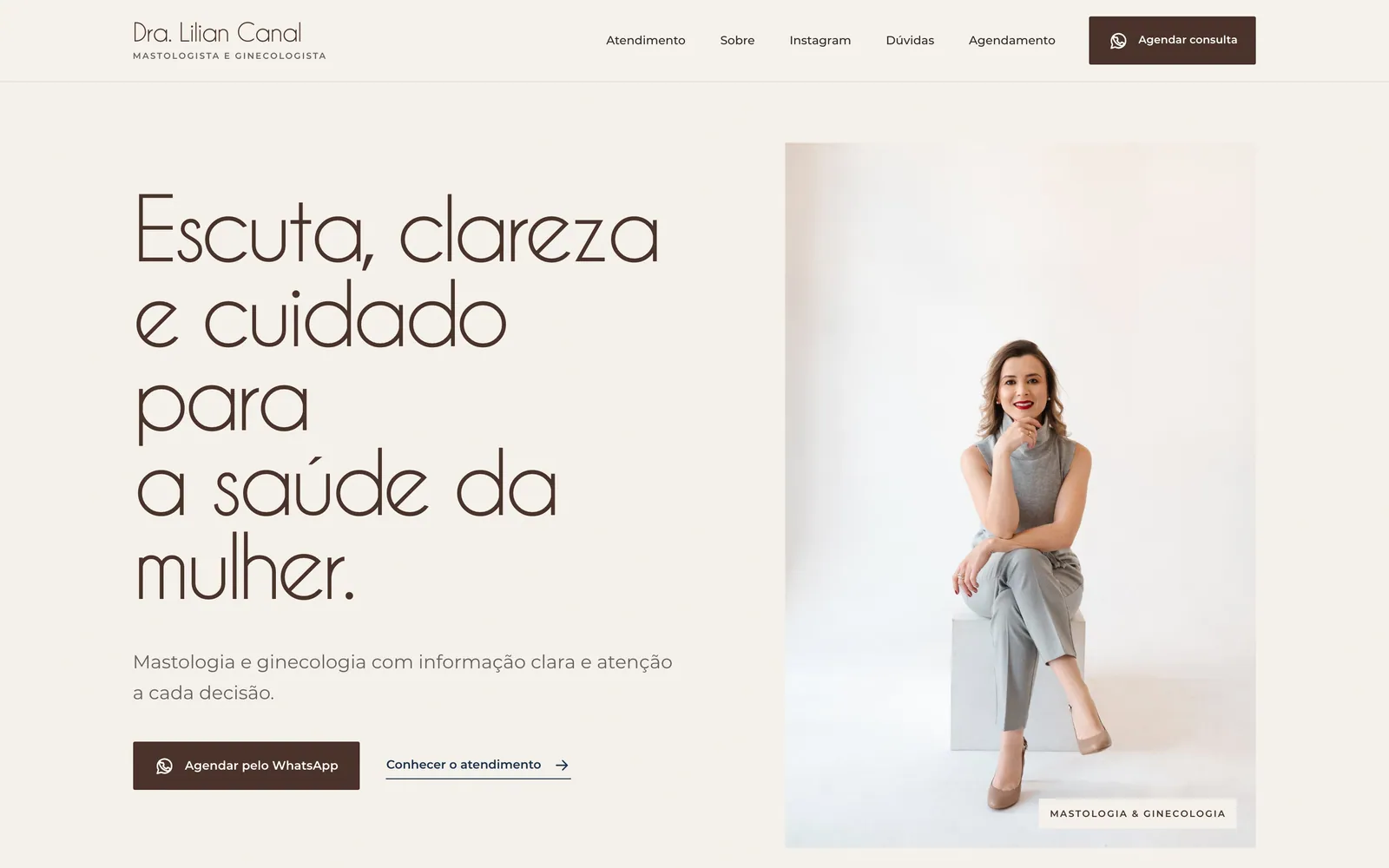 Primeira dobra da página da Dra. Lilian Canal